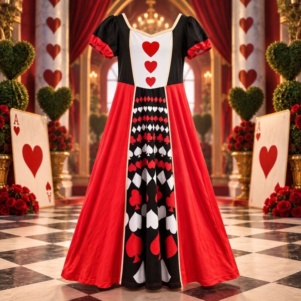 Girls Queen of Hearts Playing Card Costume Dress Size 150 approx 12 14 C165